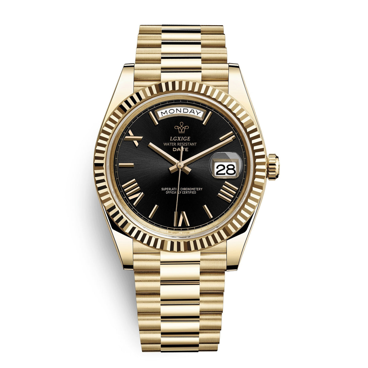 Automatische Herrenuhr mit Tages- und Datumsanzeige – Zeitlos und elegant