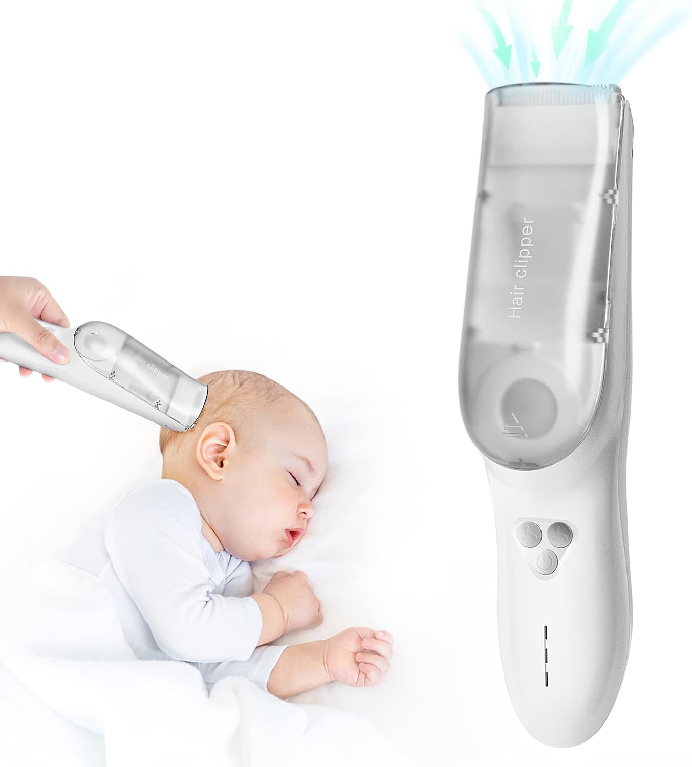 Baby-Haarschneider mit Absaugfunktion – Wasserdichter, wiederaufladbarer Haarschneider mit Aufbewahrungsbox