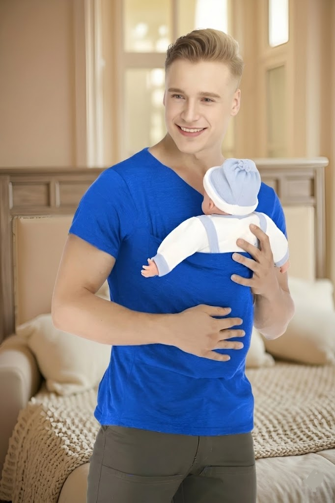 Babytrage-T-Shirt im Tragetuch-Stil für freihändiges Tragen
