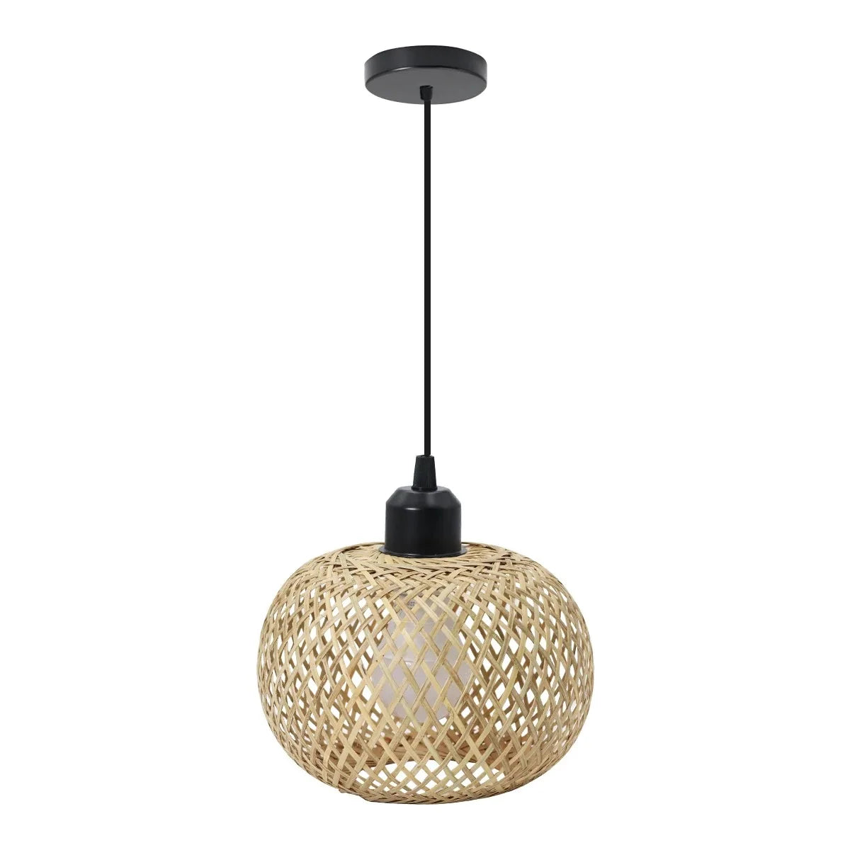 Bambus-Deckenleuchte | Handgeflochtene LED-Rattanleuchte