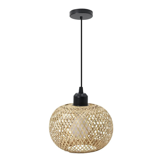 Bambus-Deckenleuchte | Handgeflochtene LED-Rattanleuchte