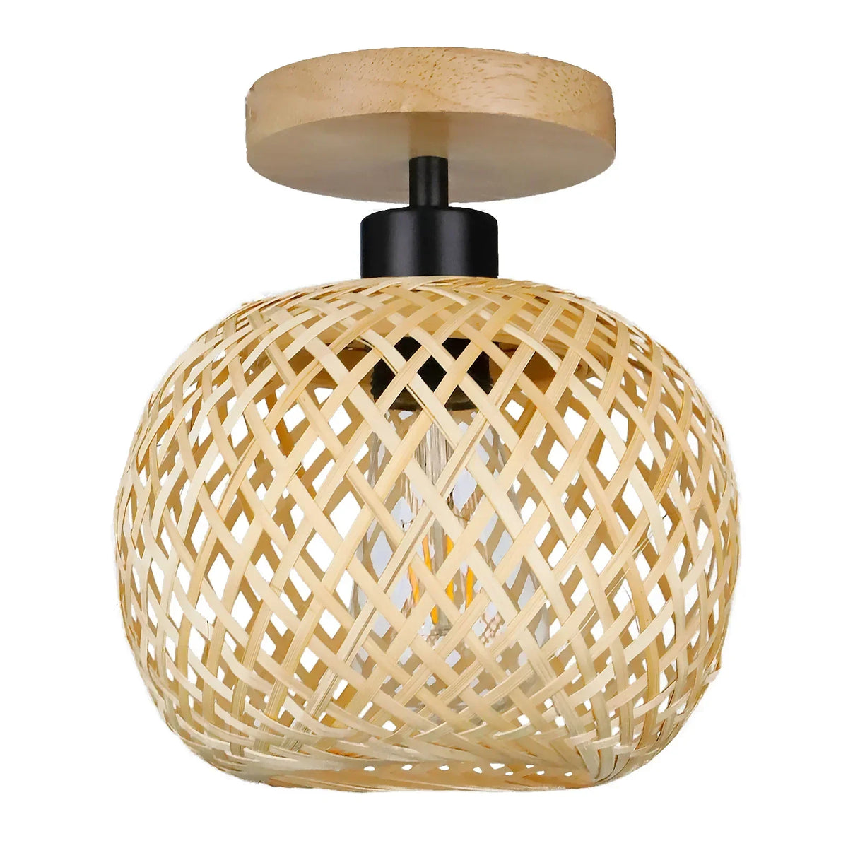 Bambus-Deckenleuchte | Handgeflochtene LED-Rattanleuchte