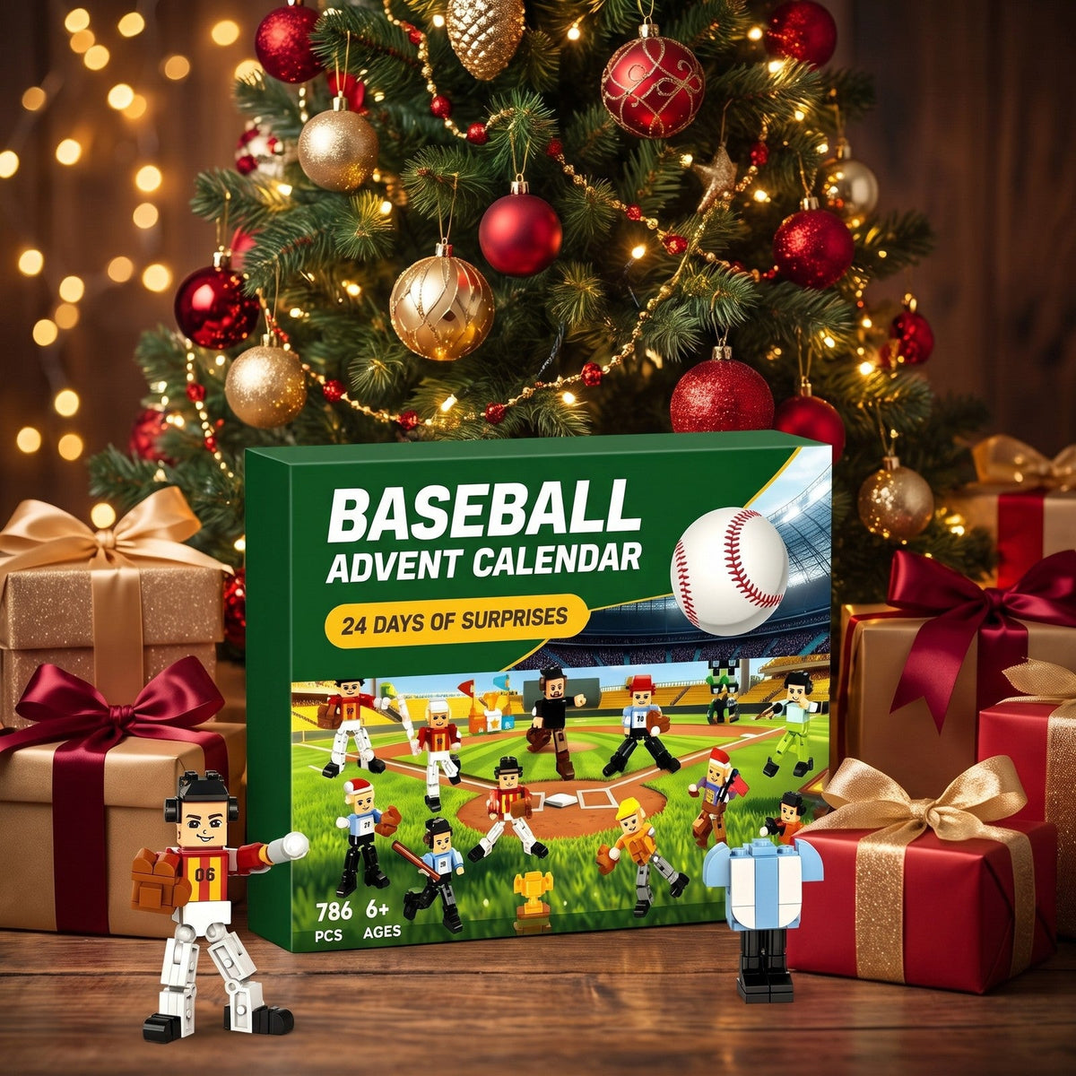 Baseball-Adventskalender, 786 Teile Spieler und Stadion aus Bausteinen