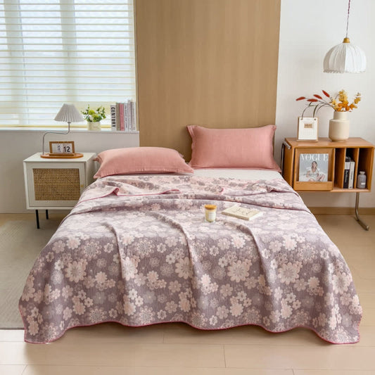 Baumwoll-Musselin-Decke mit Blumenmuster