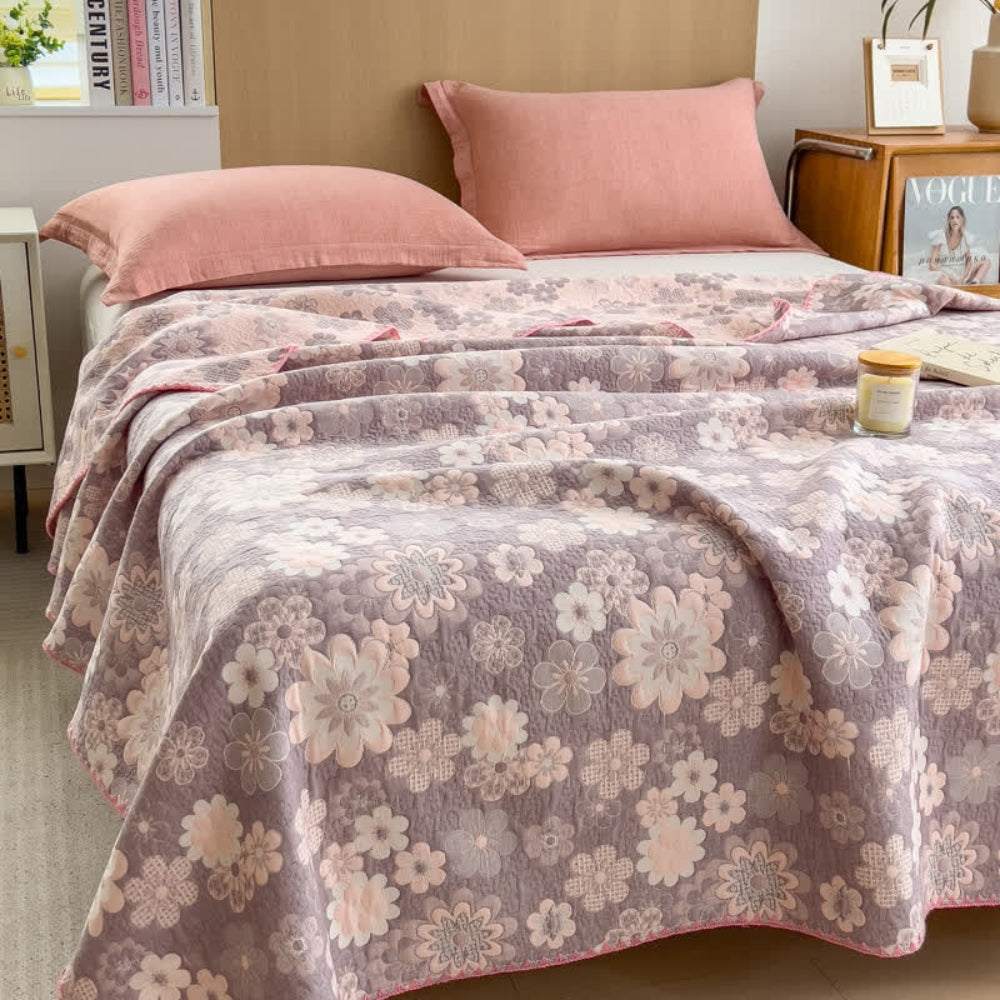 Baumwoll-Musselin-Decke mit Blumenmuster