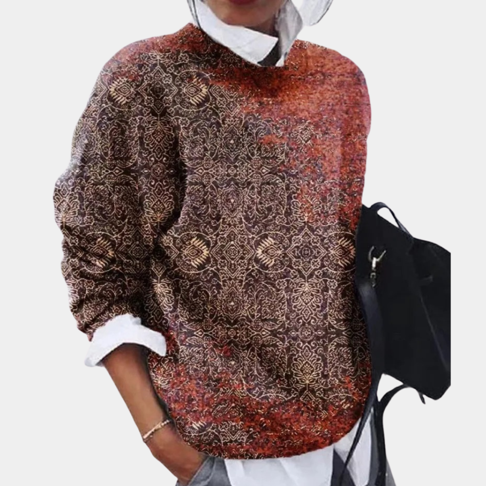 Bedruckter Damen-Pullover mit Rundhalsausschnitt