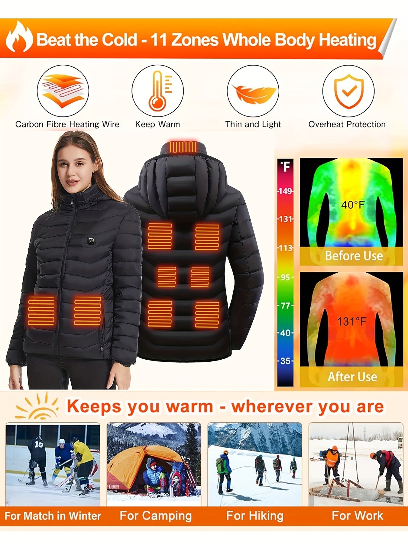 Beheizbare Damenjacke – per USB aufladbar und leicht