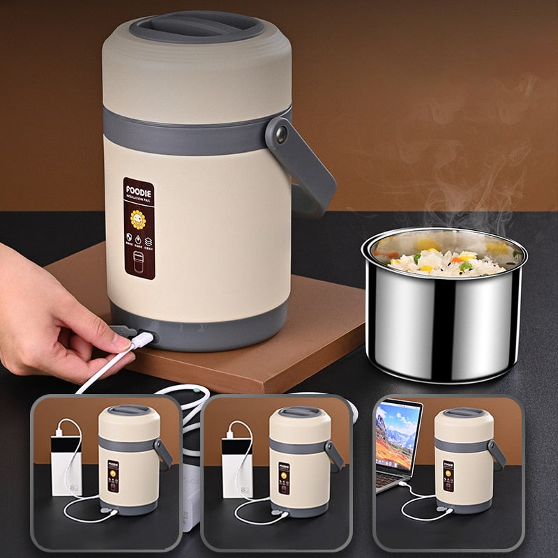 Beheizbare USB-Lunchbox | 304 Edelstahl, tragbarer Speisenwärmer
