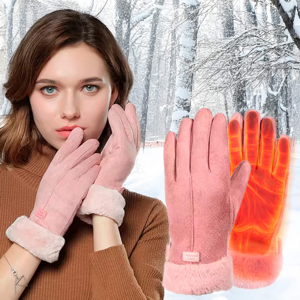 Beheizbare Winterhandschuhe für Damen – wasserdichte Thermo-Handschuhe mit Touchscreen-Funktion, über USB aufladbar