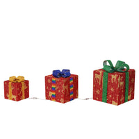 Beleuchtete Geschenkboxen als Außendekoration, 3er-Set mit LED-Lichtern für Weihnachten