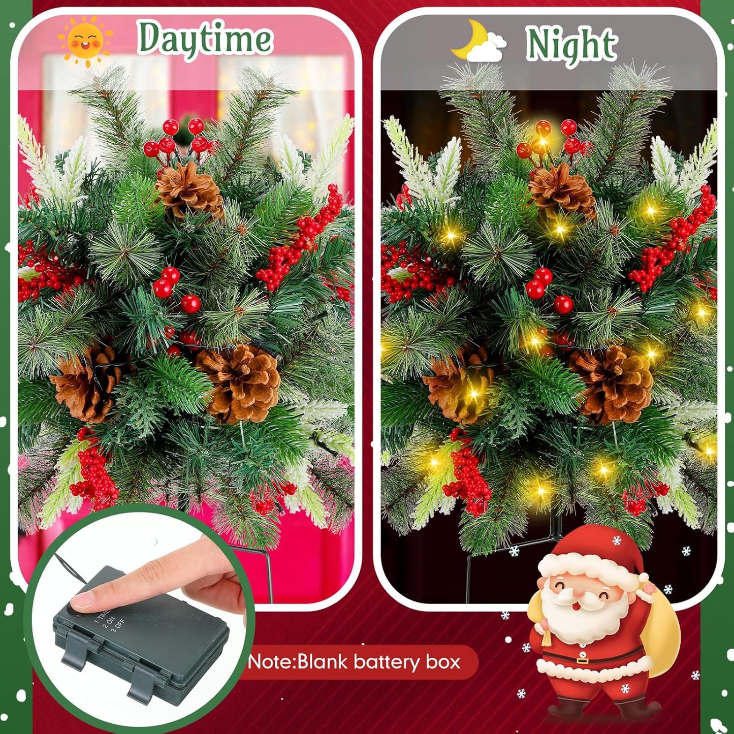 Beleuchtetes Weihnachtsgebüsch für den Außenbereich als Pflanzkübel-Deko