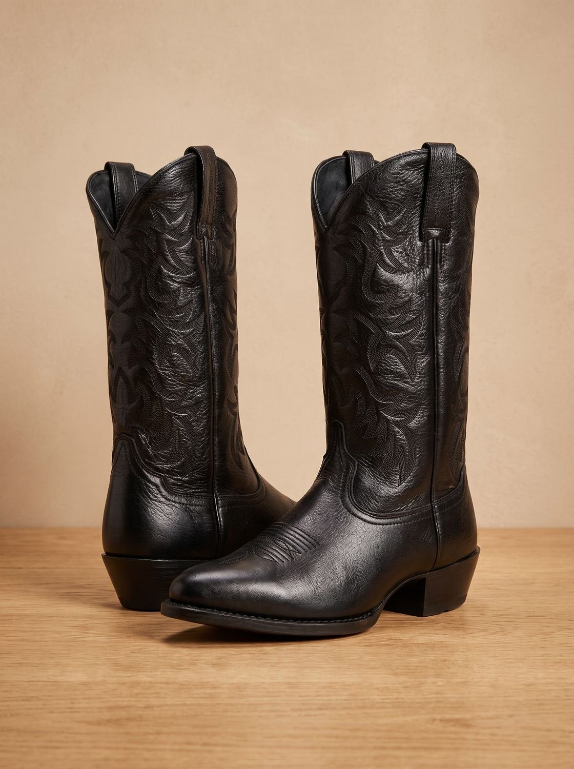 Bestickte halbhohe Damen-Cowboystiefel mit Blockabsatz