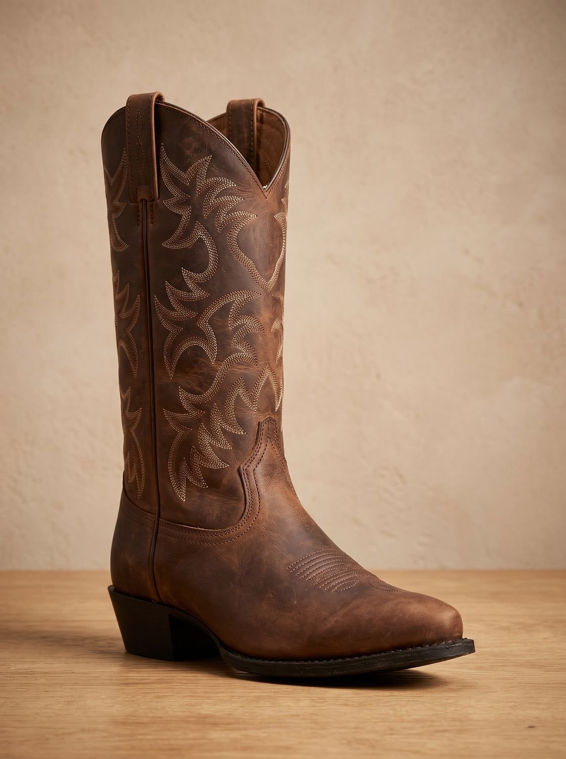Bestickte halbhohe Damen-Cowboystiefel mit Blockabsatz