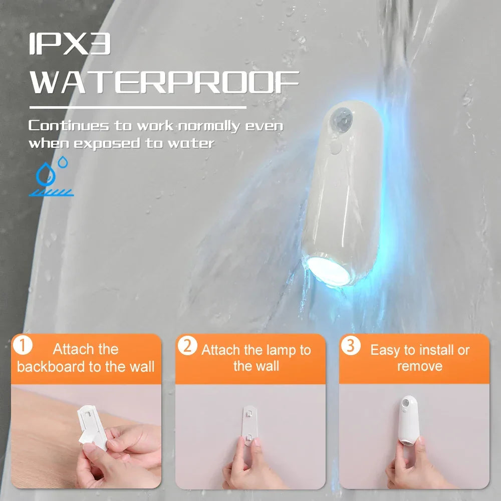 Bewegungsaktiviertes Toiletten-Nachtlicht mit RGB-Farben, aufladbar, IPX3 wasserdicht