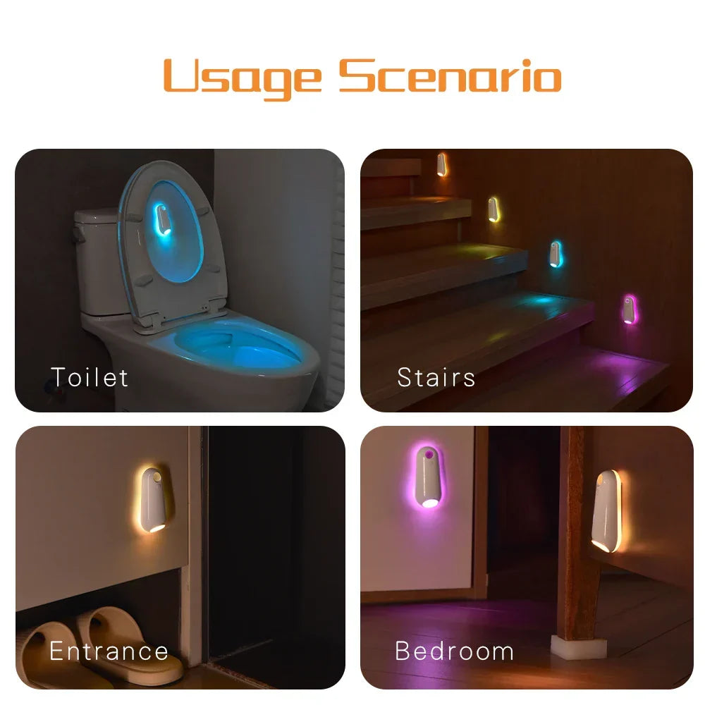 Bewegungsaktiviertes Toiletten-Nachtlicht mit RGB-Farben, aufladbar, IPX3 wasserdicht