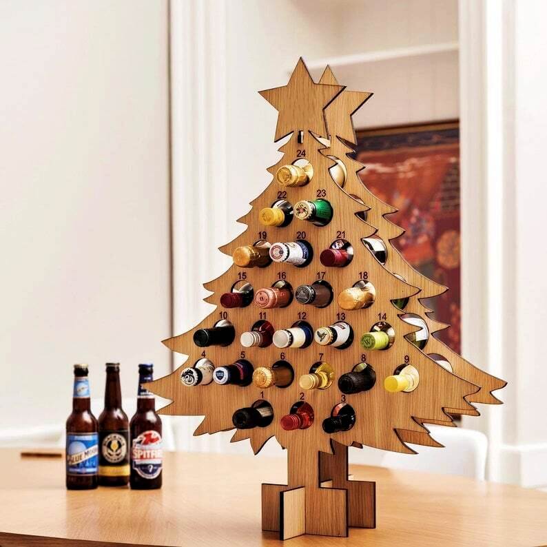Bier-Adventskalender aus Holz 2026 – 24-Tage-Weihnachts-Countdown-Kalender