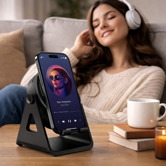 Bluetooth-Lautsprecher und Handyhalterung mit kabelloser Induktionsladefunktion