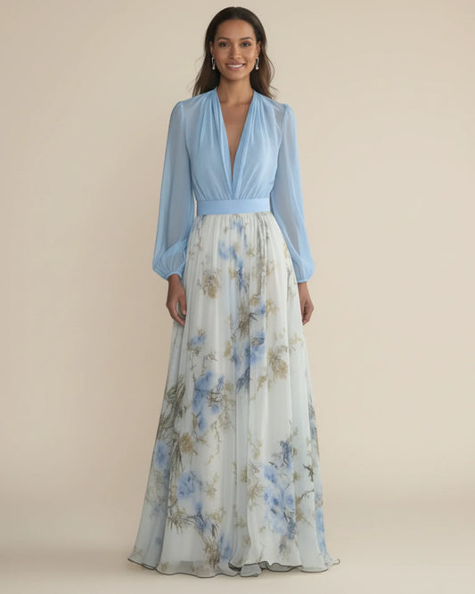 Blumiges Maxikleid in A-Linie für Damen
