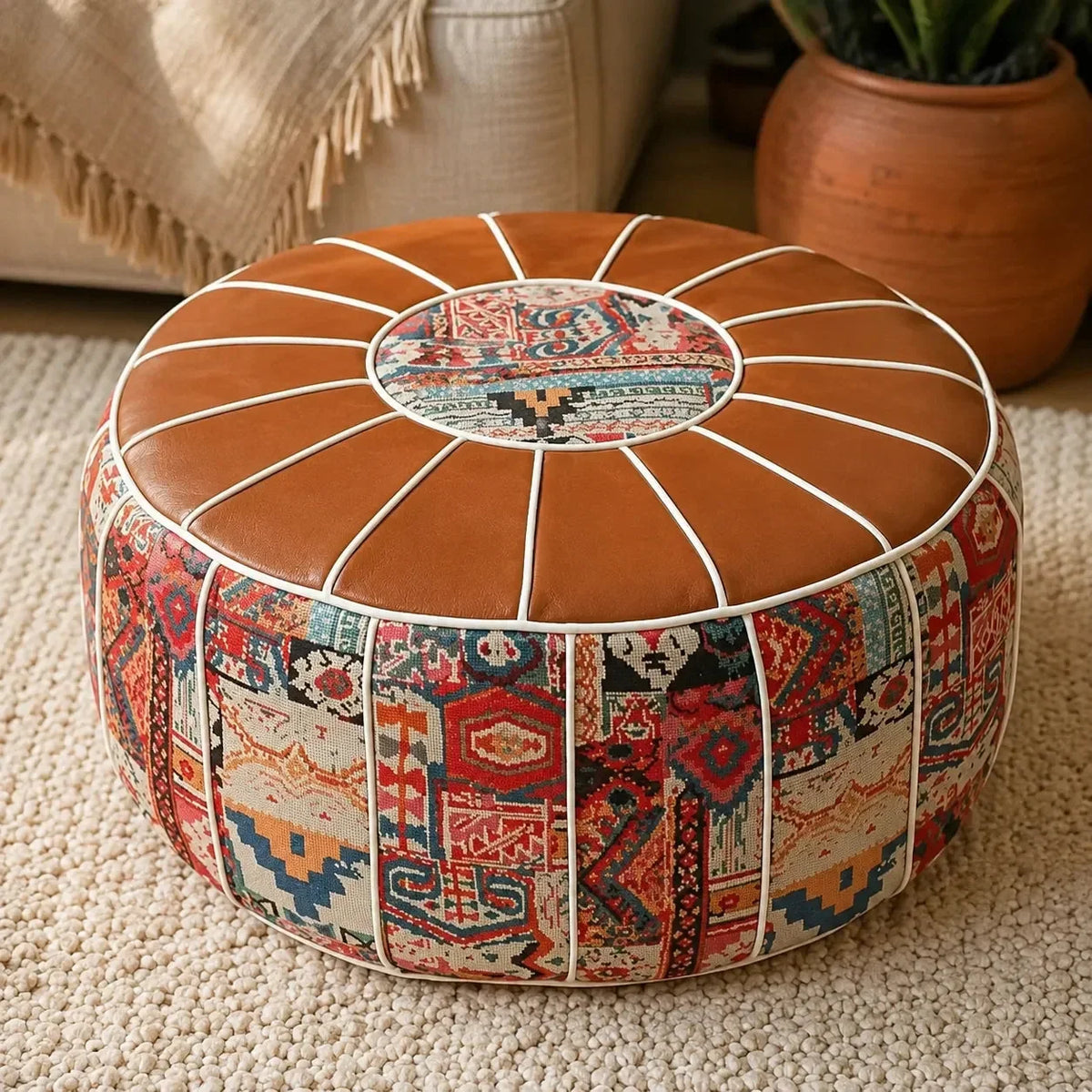 Bohemian-Pouf mit verstecktem Staufach