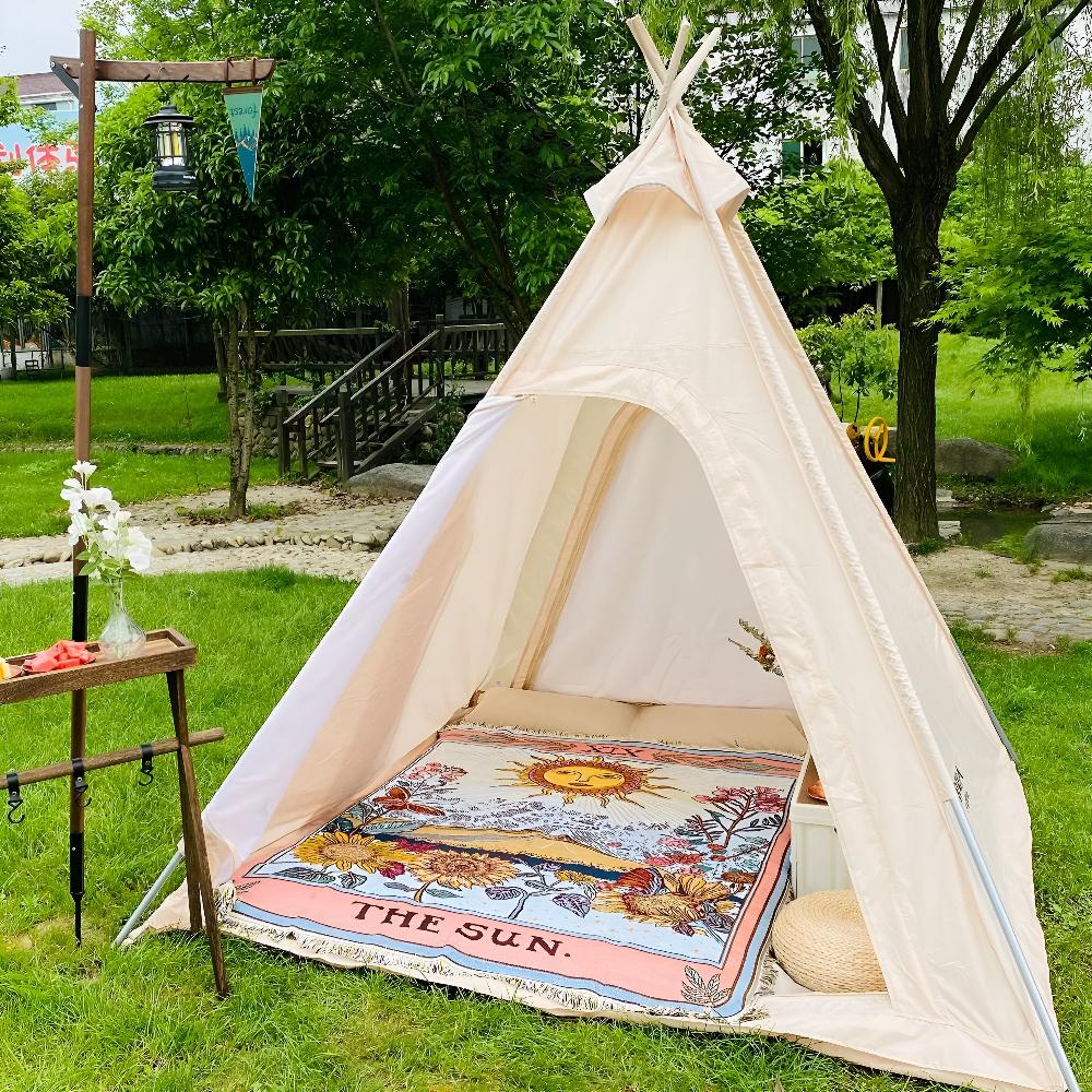 Boho-Wandteppich-Decke mit Sonnenmotiv