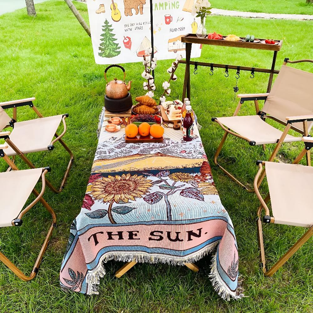 Boho-Wandteppich-Decke mit Sonnenmotiv
