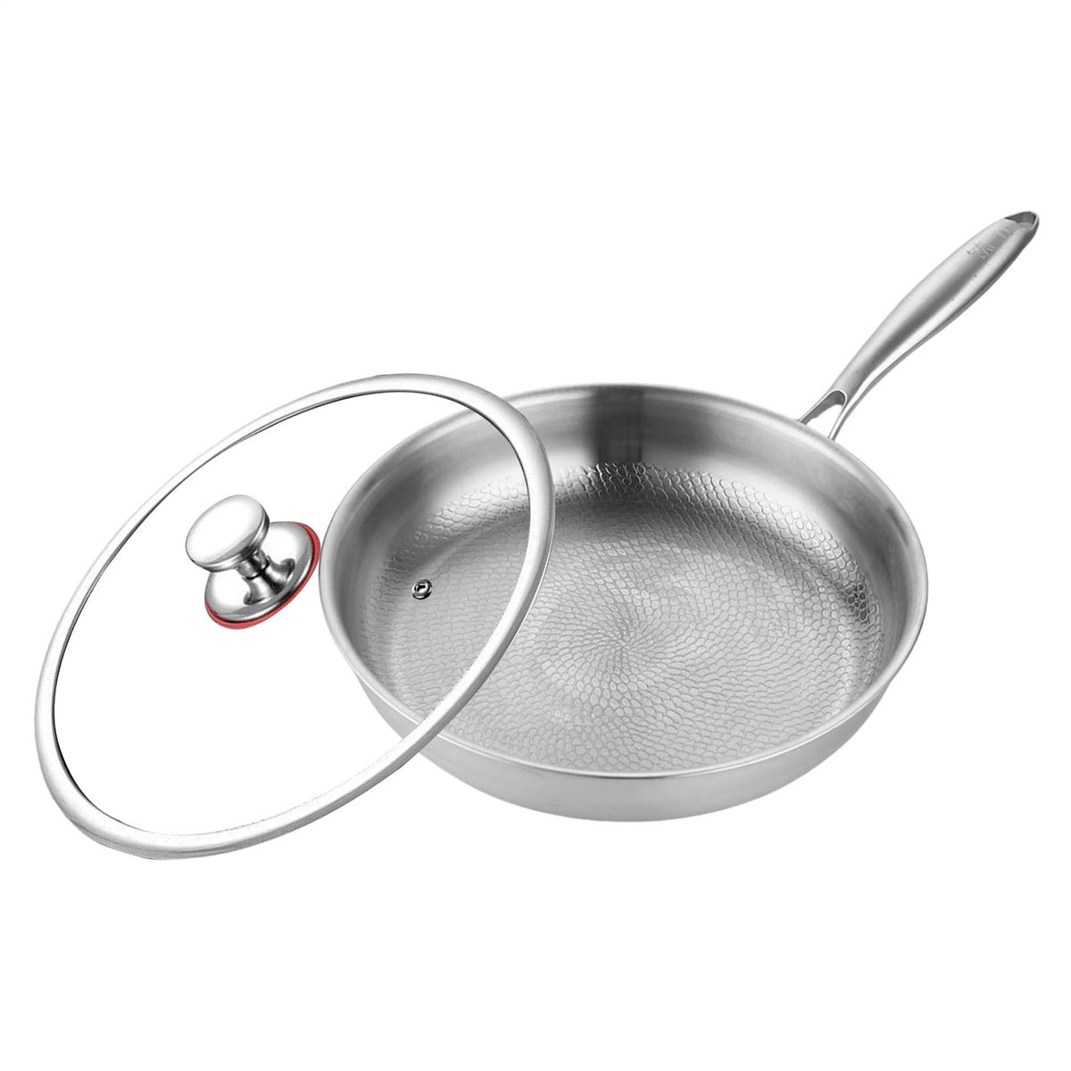 Bratpfanne aus reinem Titan mit Hammerstruktur – Natürlich antihaftbeschichtet, unbeschichtet, induktionsgeeignet
