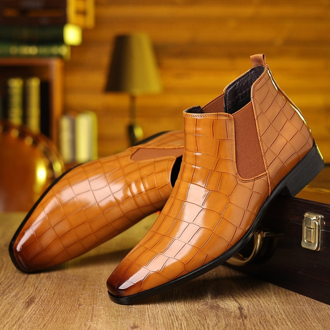 Chelsea-Boots in Krokodil-Optik