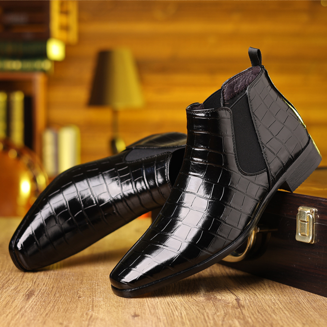 Chelsea-Boots in Krokodil-Optik