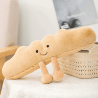 Croissant-Plüschspielzeug, weicher Kuschelfreund für Kinder und Erwachsene, braun-cremefarben, handgefertigt