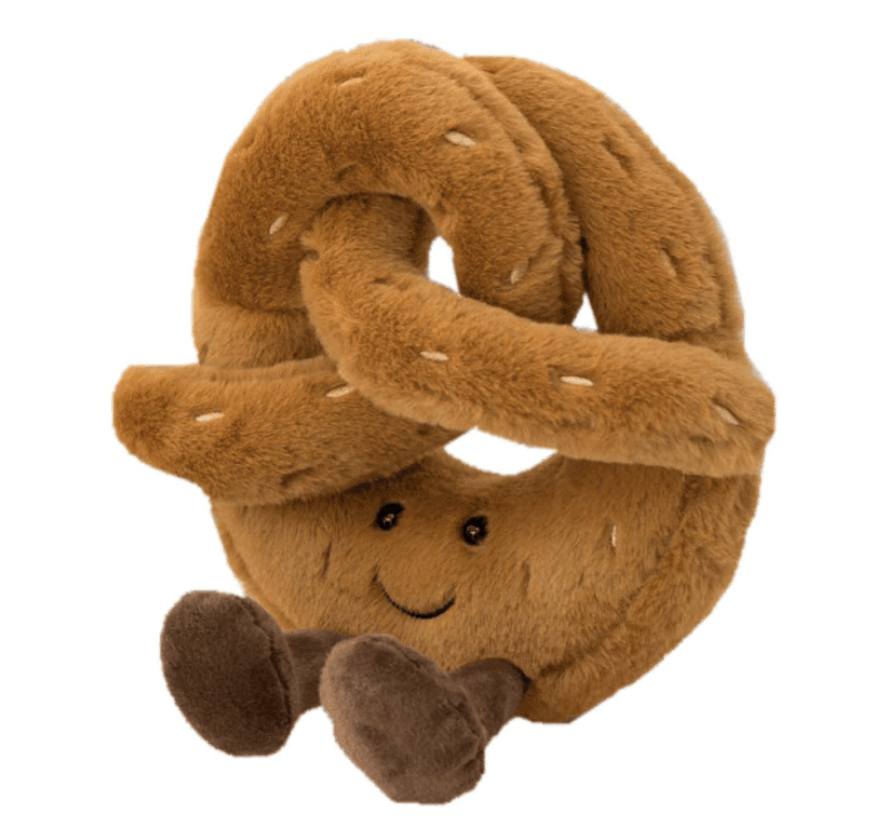 Croissant-Plüschspielzeug, weicher Kuschelfreund für Kinder und Erwachsene, braun-cremefarben, handgefertigt