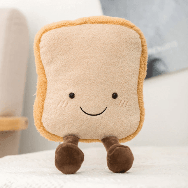 Croissant-Plüschspielzeug, weicher Kuschelfreund für Kinder und Erwachsene, braun-cremefarben, handgefertigt