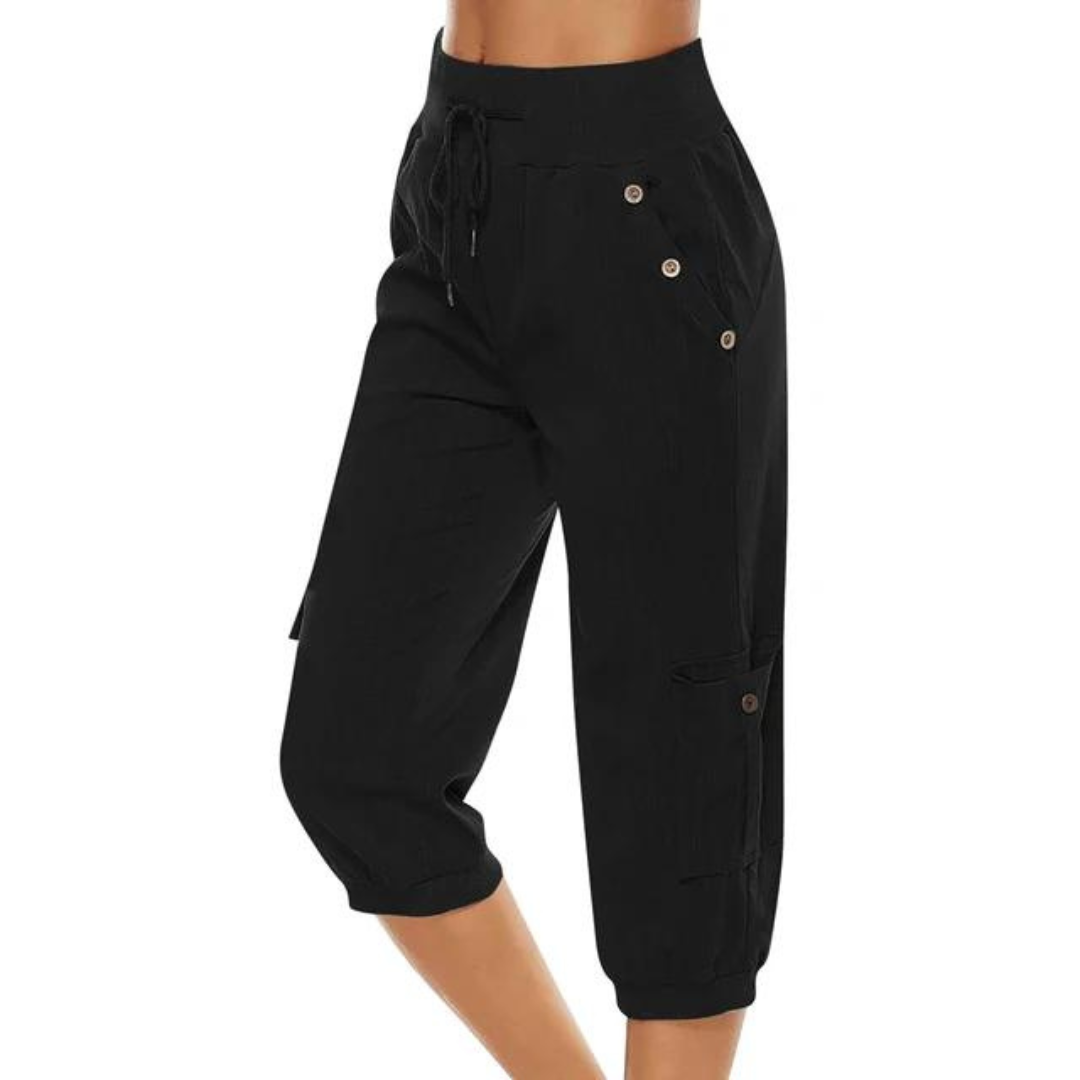 Cropped Damen-Hose mit elastischem Bund