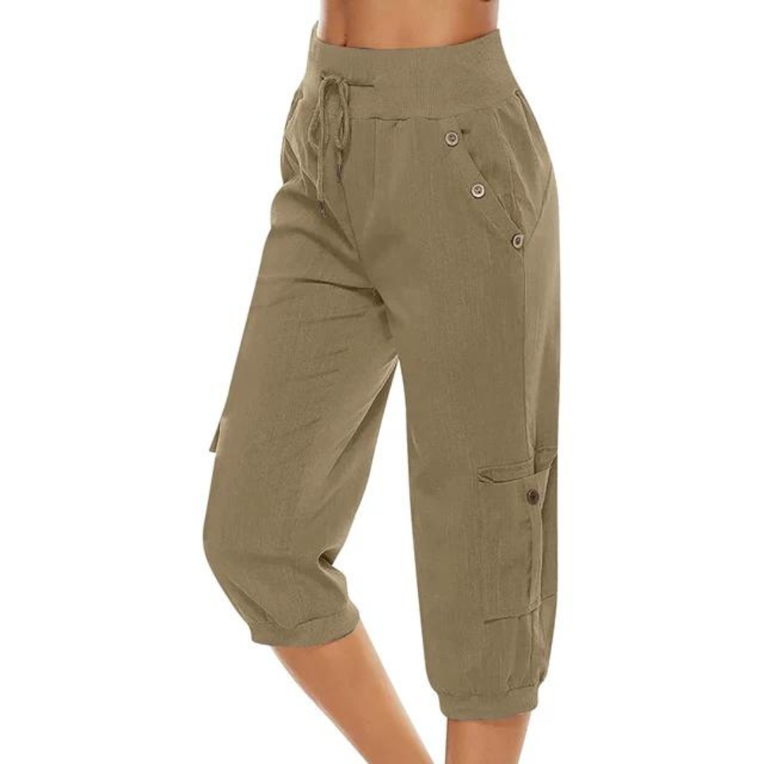 Cropped Damen-Hose mit elastischem Bund