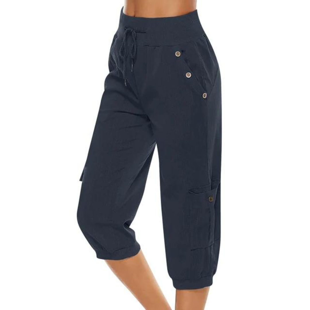 Cropped Damen-Hose mit elastischem Bund