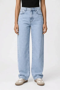 Damen-Baggy-Jeans in Hellblau mit High-Waist-Passform