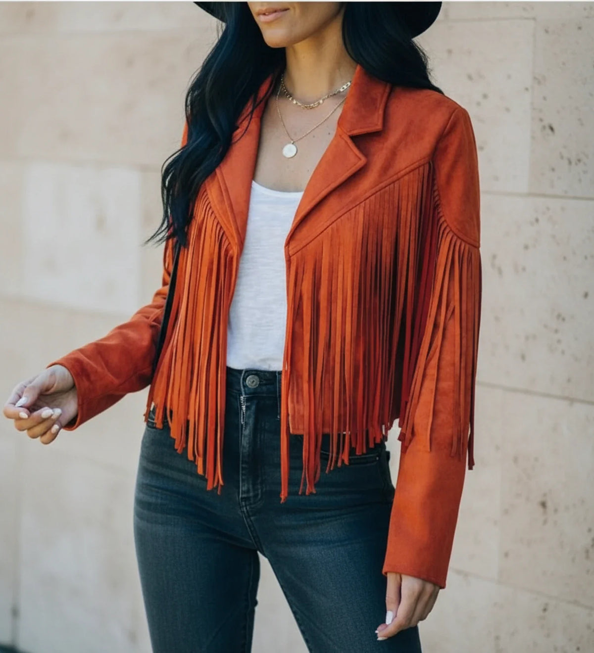 Damen-Bikerjacke mit Fransen