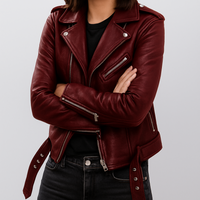 Damen-Bikerjacke aus Kunstleder im Slim Fit