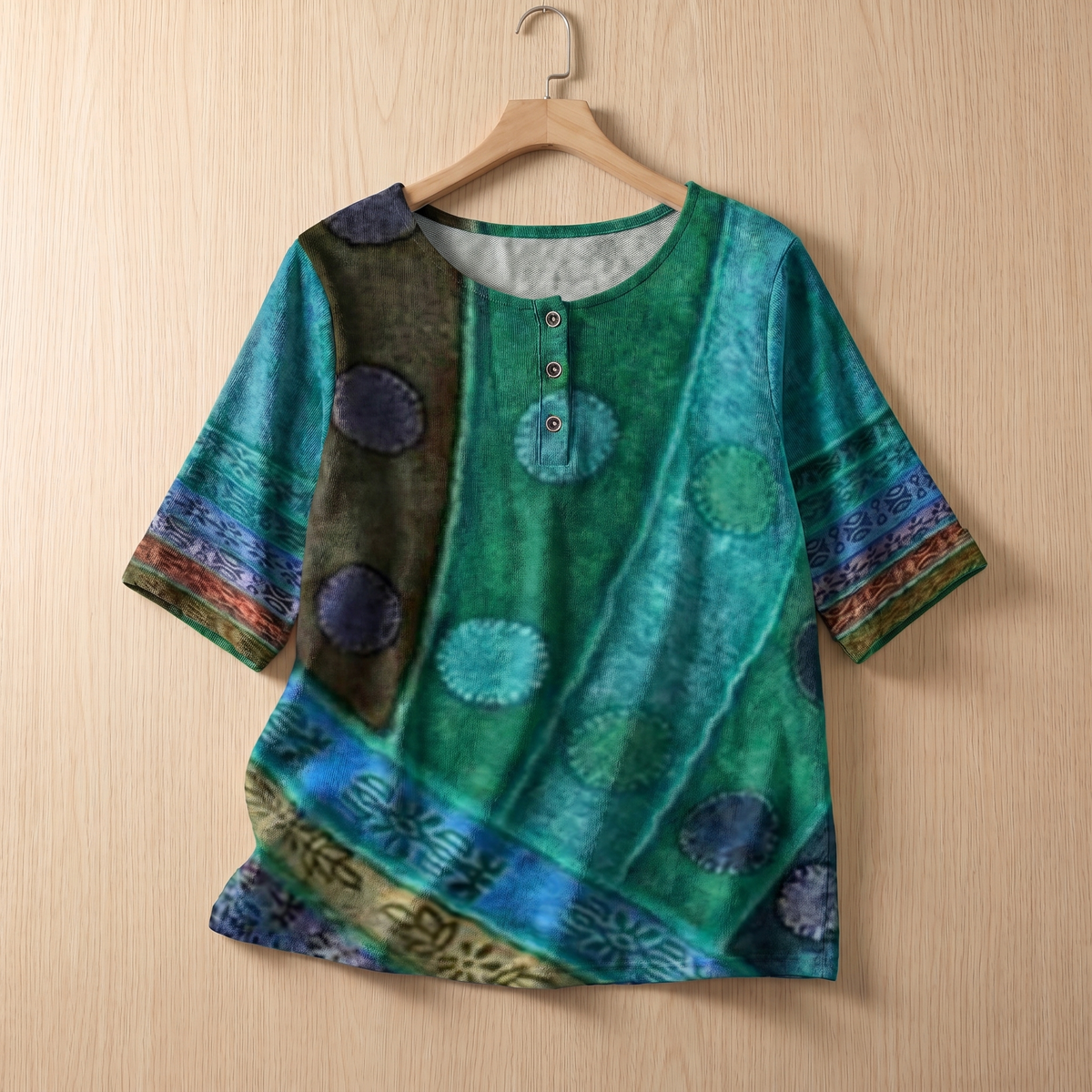 Damen-Bluse im Vintage-Stil mit Blumenmuster – Weiches, atmungsaktives Top mit lockerer Passform