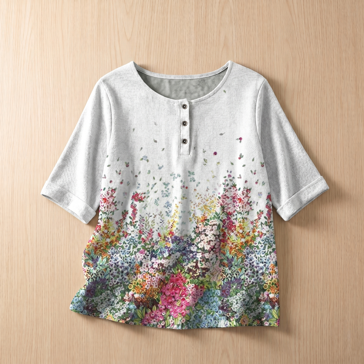 Damen-Bluse im Vintage-Stil mit Blumenmuster – Weiches, atmungsaktives Top mit lockerer Passform