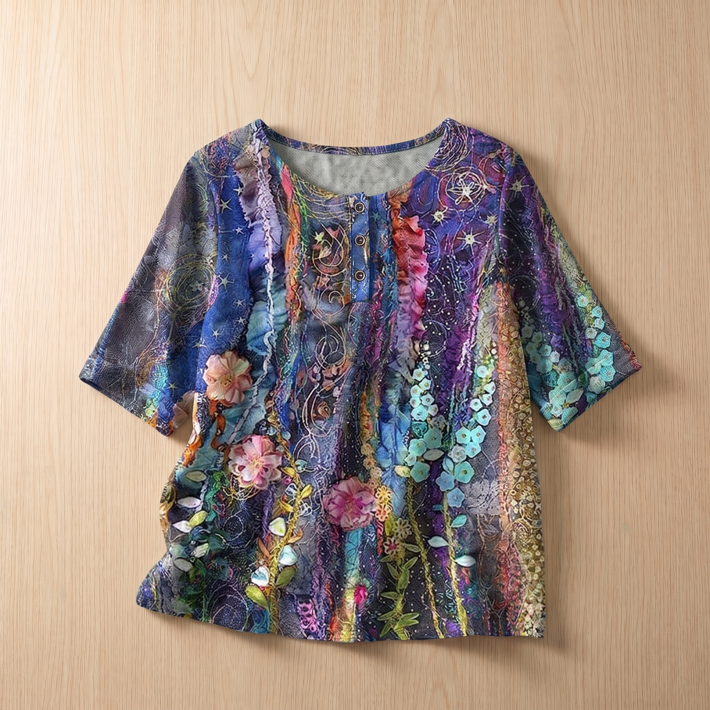 Damen-Bluse im Vintage-Stil mit Blumenmuster – Weiches, atmungsaktives Top mit lockerer Passform