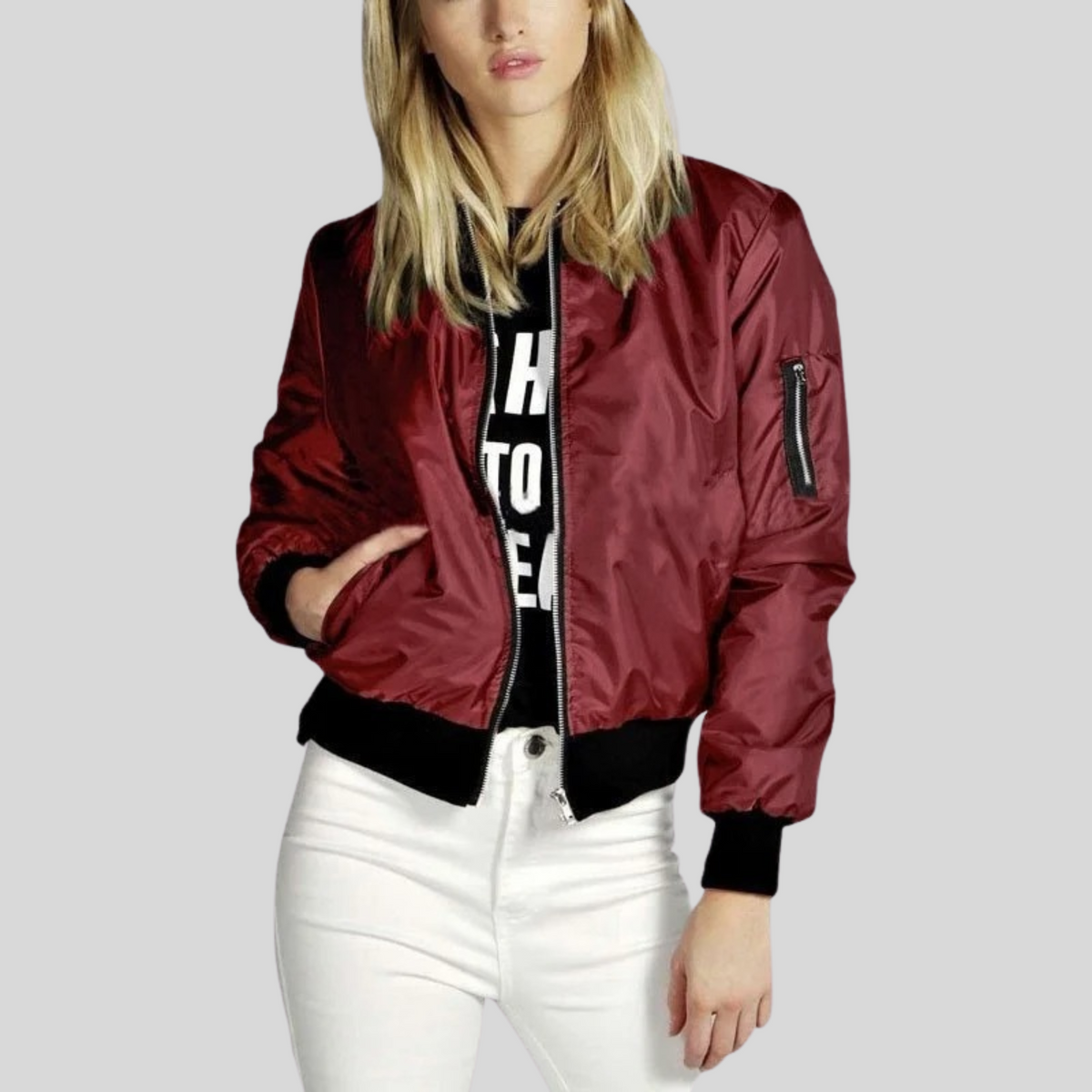 Damen-Bomberjacke mit Reißverschluss