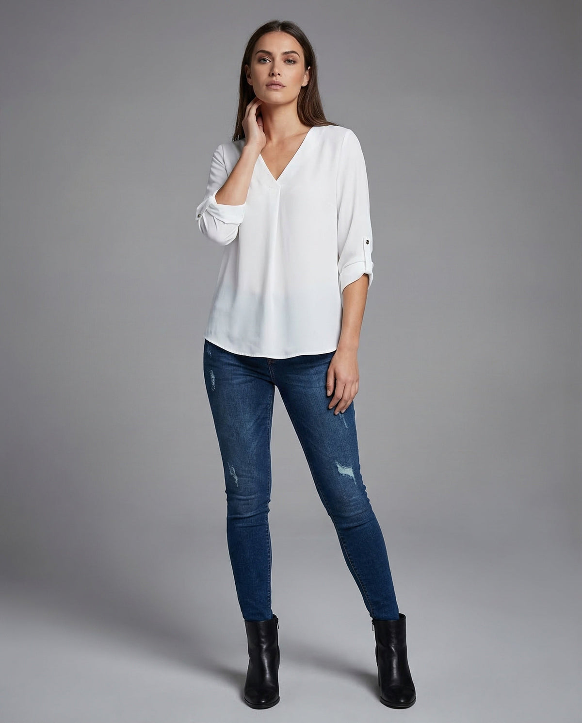 Damen-Chiffontunika mit V-Ausschnitt