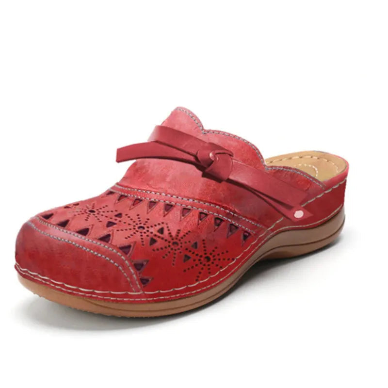 Damen-Clogs zum Hineinschlüpfen mit Schleifen-Akzent und Lochmuster