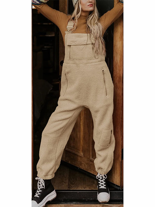 Damen-Thermo-Fleece-Latzhose mit Reißverschlusstaschen