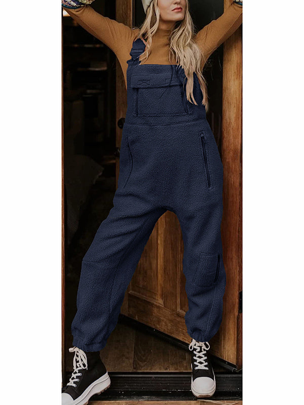 Damen-Thermo-Fleece-Latzhose mit Reißverschlusstaschen