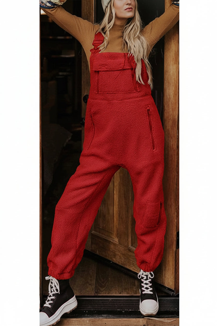 Damen-Thermo-Fleece-Latzhose mit Reißverschlusstaschen
