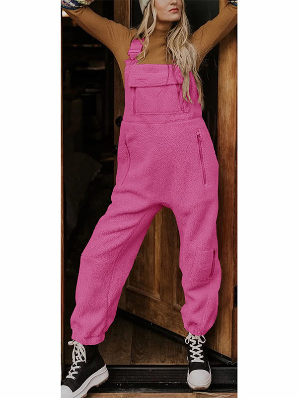 Damen-Thermo-Fleece-Latzhose mit Reißverschlusstaschen