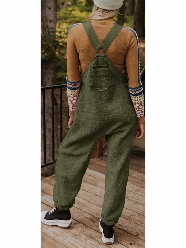 Damen-Thermo-Fleece-Latzhose mit Reißverschlusstaschen