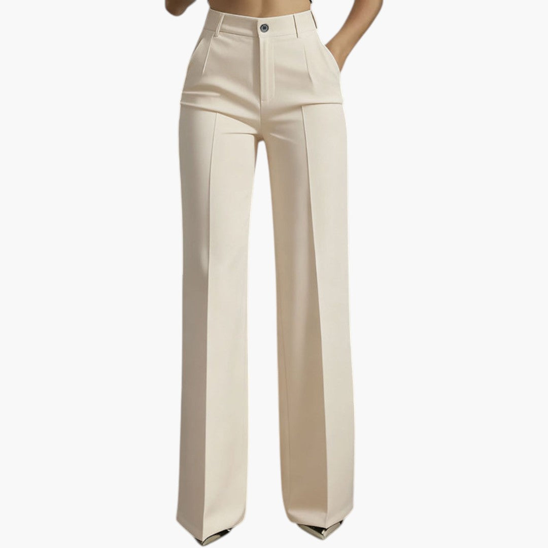 Damen-Hose mit hohem, elastischem Bund und geradem Schnitt
