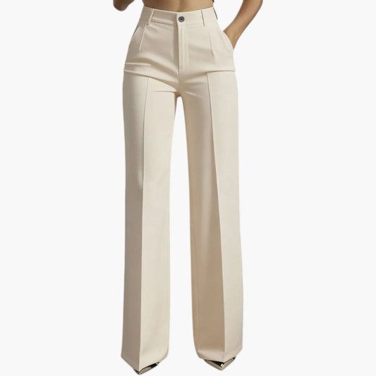 Damen-Hose mit hohem, elastischem Bund und geradem Schnitt